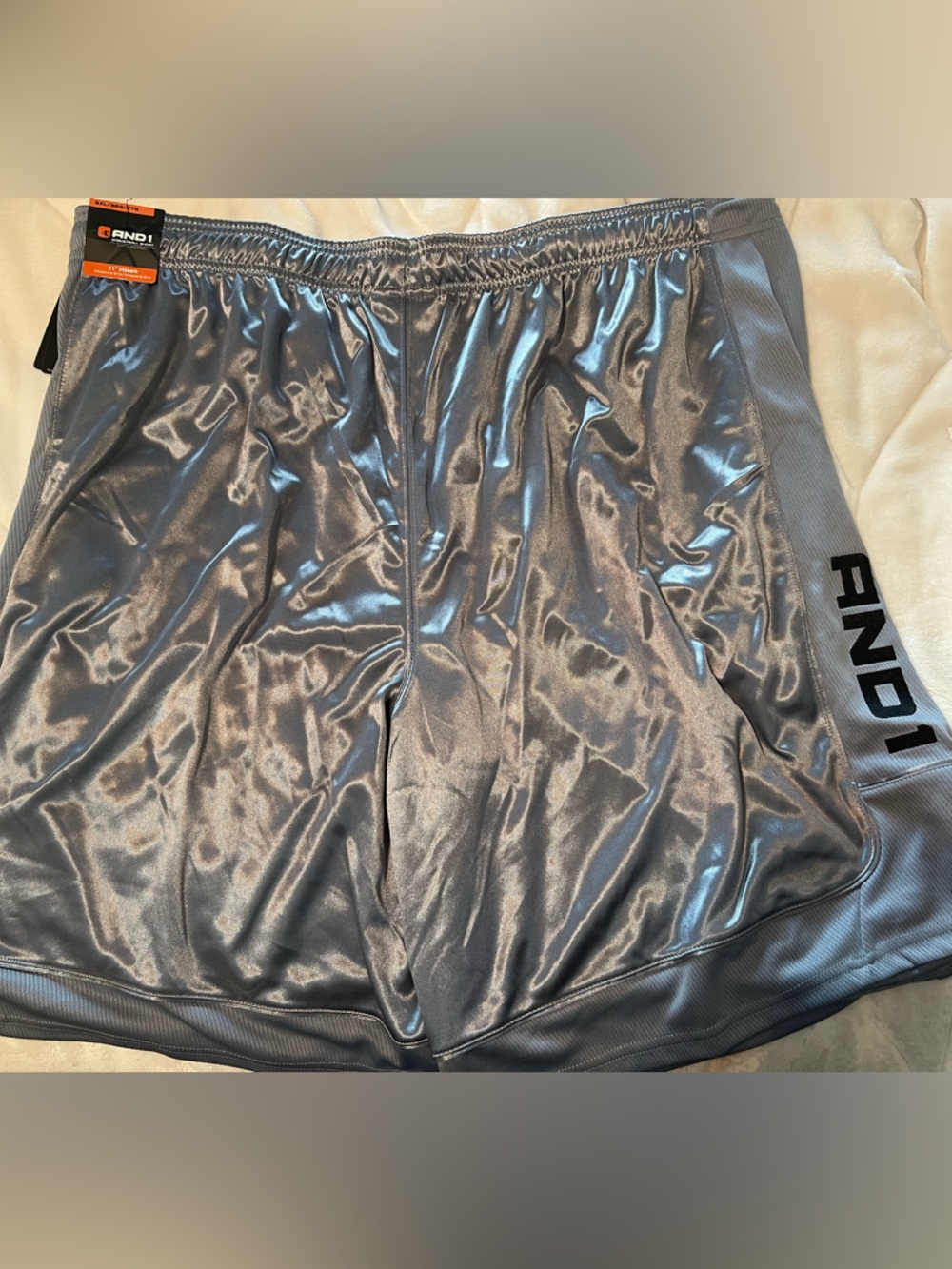 And1 Silver Athletic Basketball Shorts with Side Logo 3x